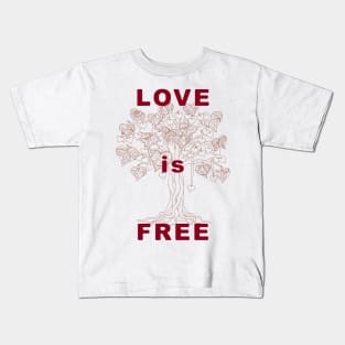 love is free with tree of hearts Kids T-Shirt